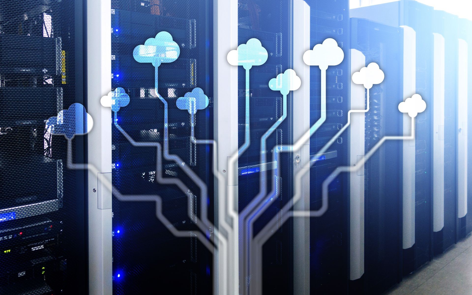 Cloud technology, networking, data storage. Internet concept.